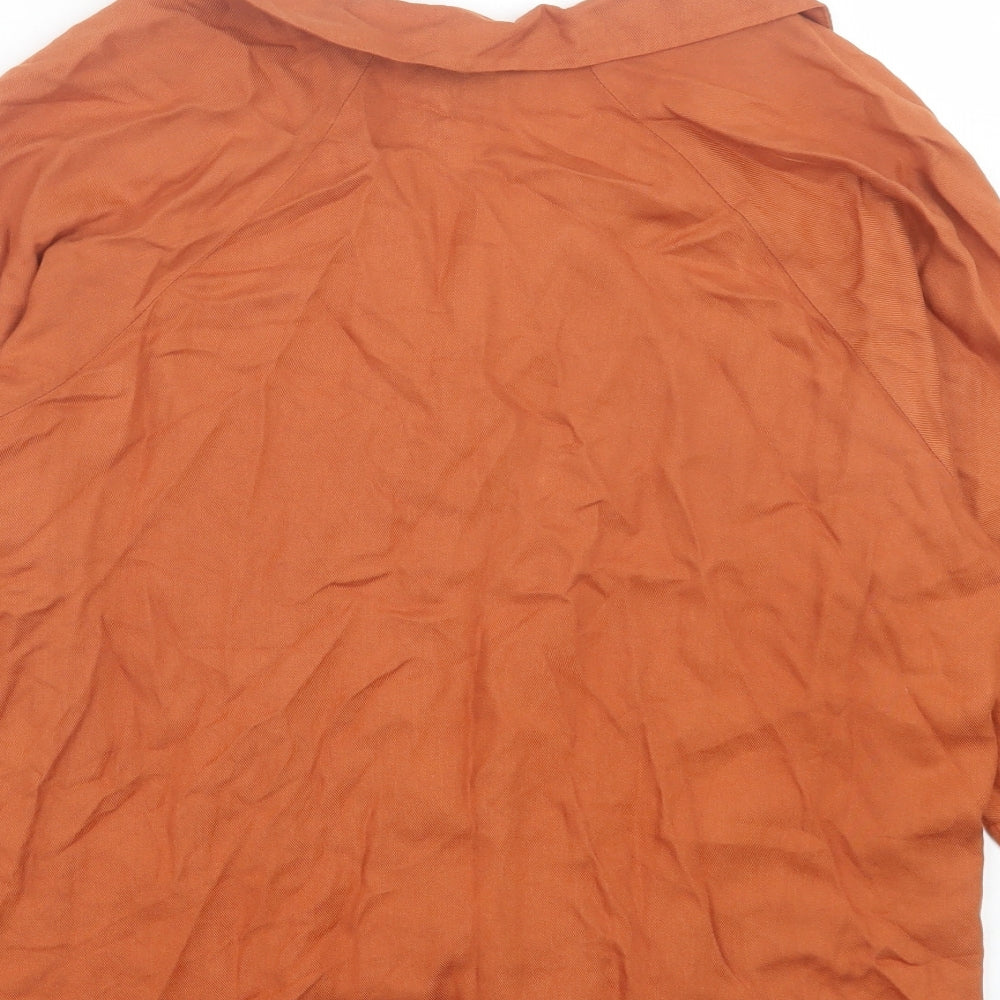 Primark Womens Orange Viscose Basic Blouse Size 10 V-Neck