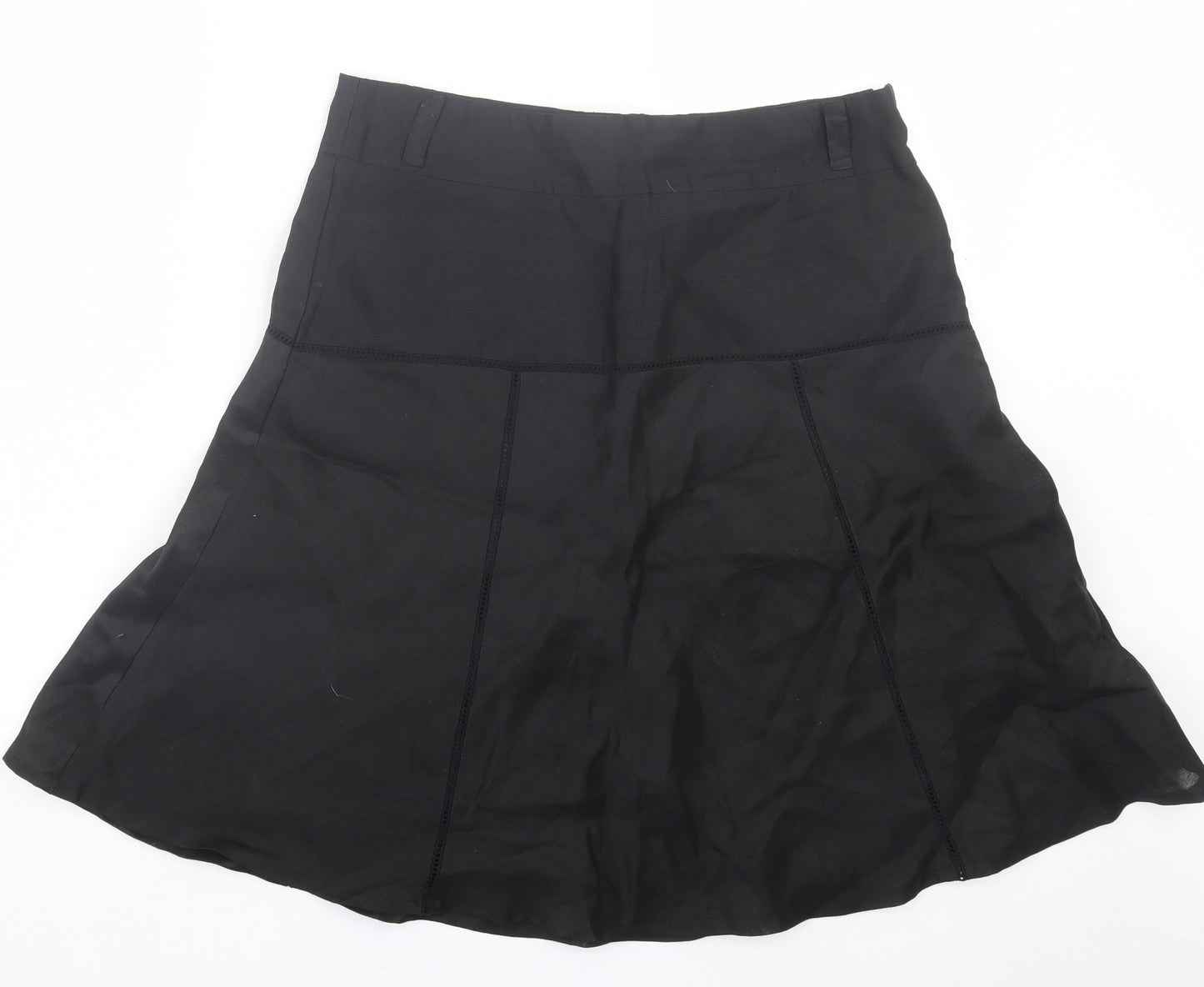 Atmosphere Womens Black Ramie A-Line Skirt Size 12 Zip