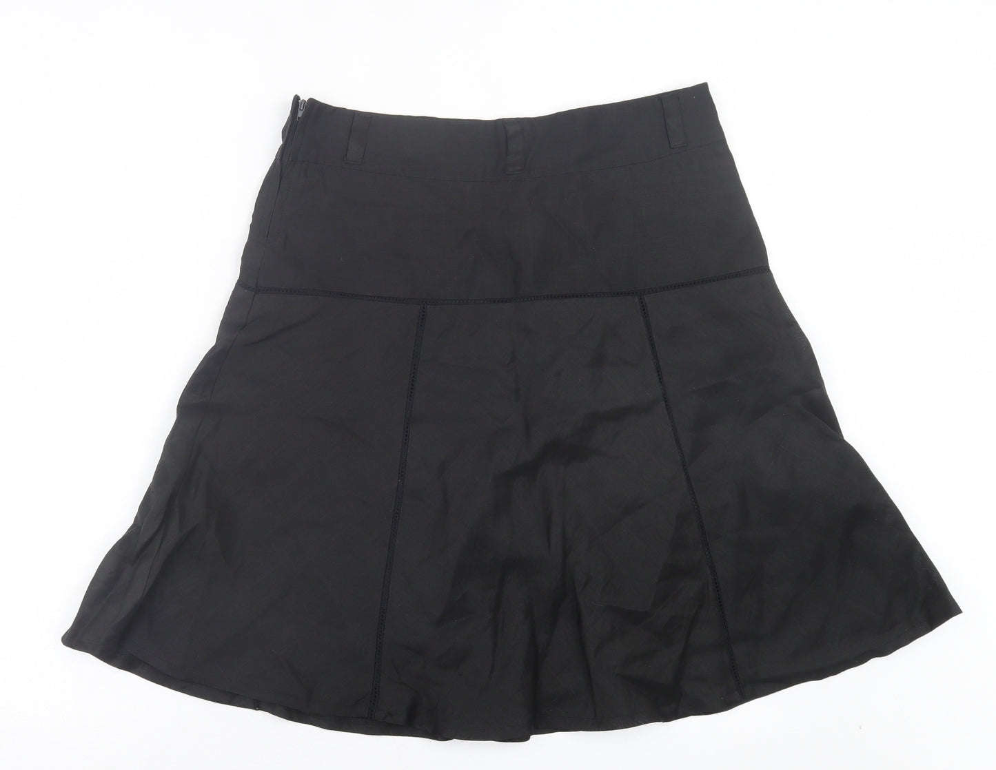 Atmosphere Womens Black Ramie A-Line Skirt Size 12 Zip