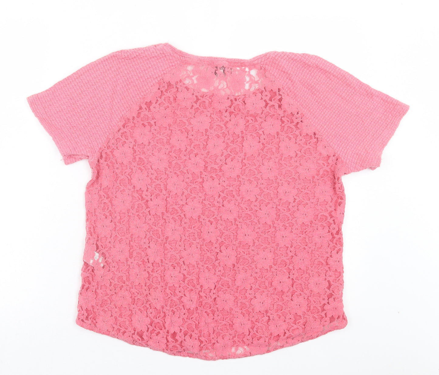 NEXT Womens Pink Floral Cotton Basic T-Shirt Size 16 Crew Neck