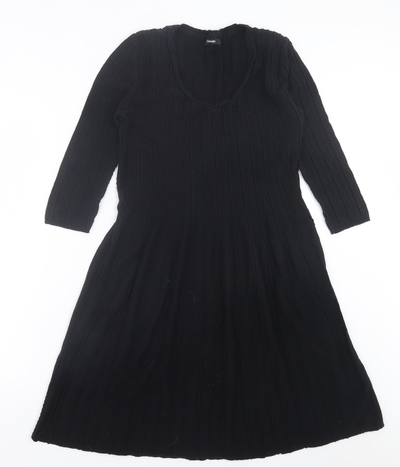 George Womens Black Acrylic Jumper Dress Size 16 V-Neck Pullover