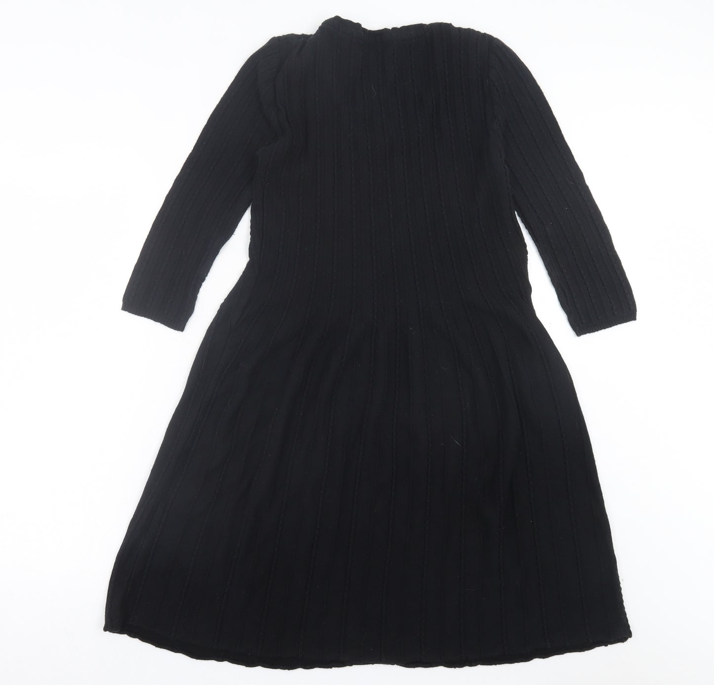 George Womens Black Acrylic Jumper Dress Size 16 V-Neck Pullover