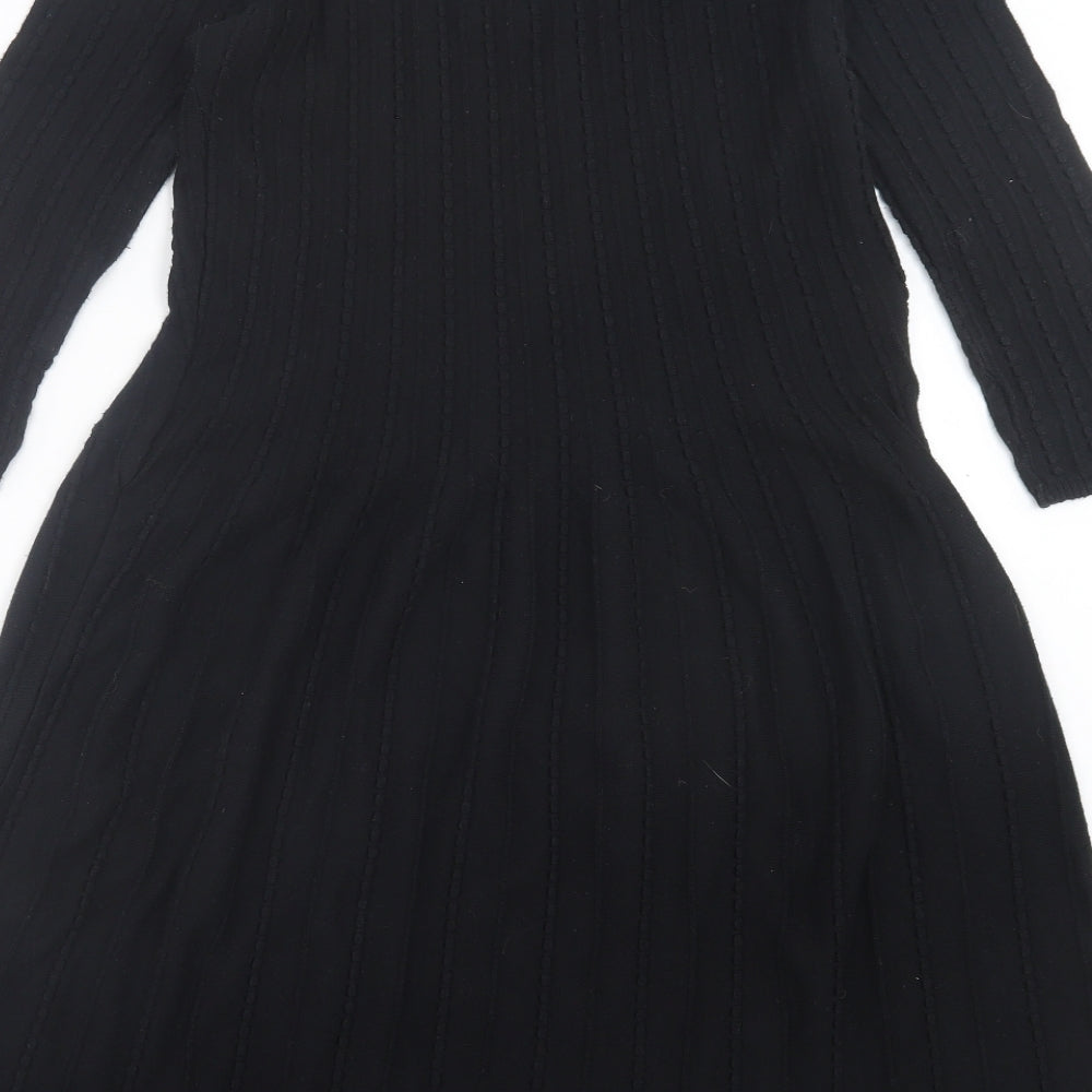 George Womens Black Acrylic Jumper Dress Size 16 V-Neck Pullover
