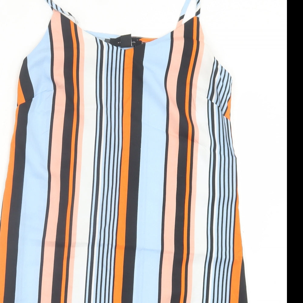 Atmosphere Womens Multicoloured Striped Polyester A-Line Size S V-Neck Pullover