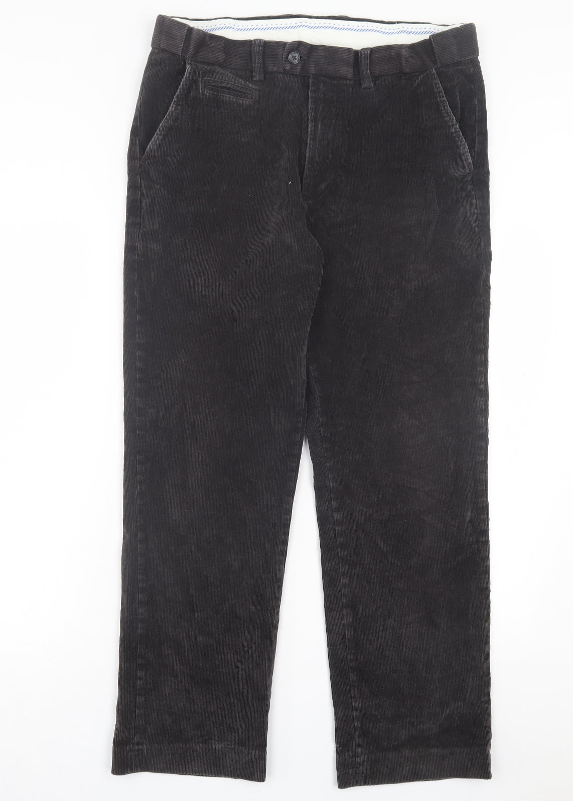 Dunnes Stores Mens Brown Cotton Trousers Size 34 in L29 in Regular Button