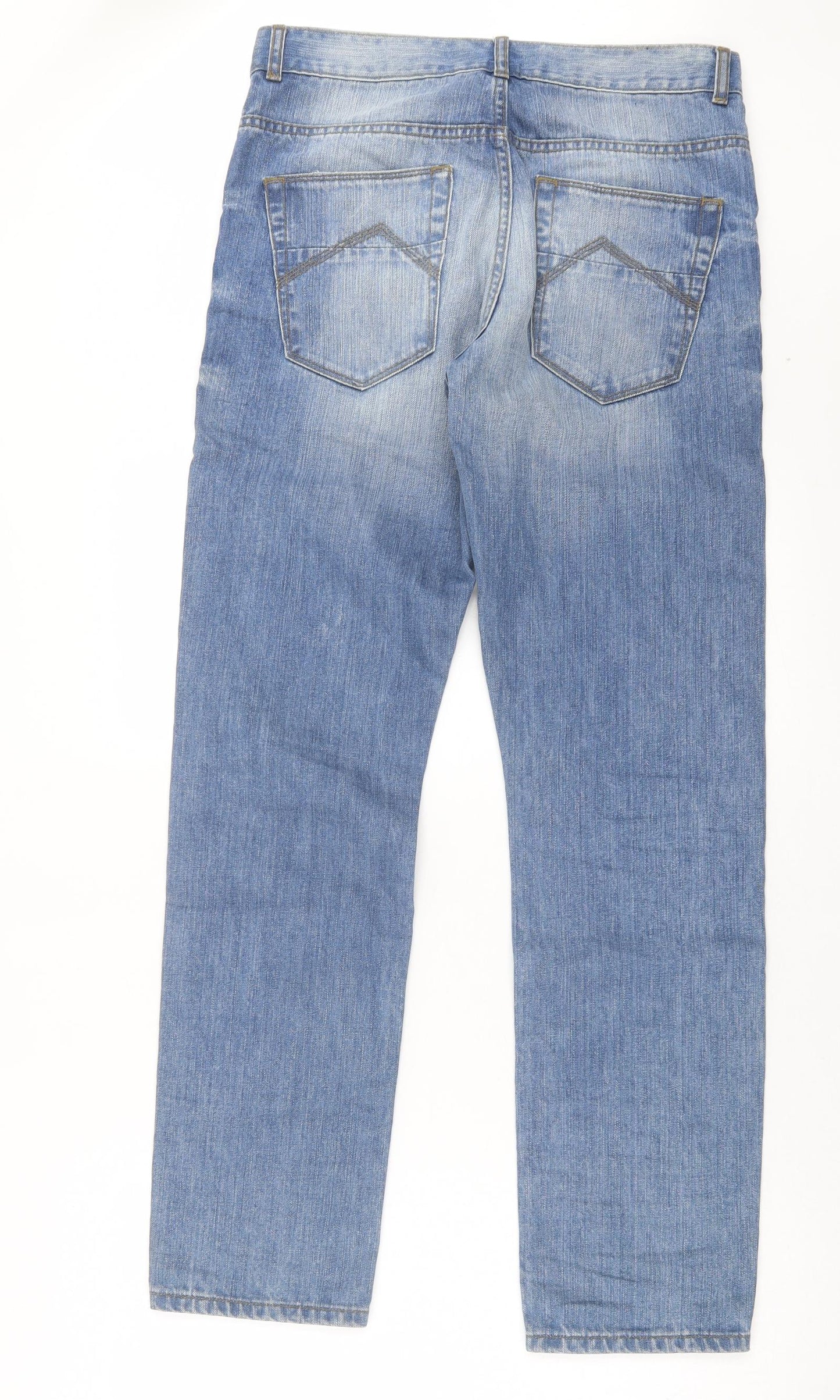 Preworn Mens Blue Cotton Straight Jeans Size 32 in L31 in Regular Button