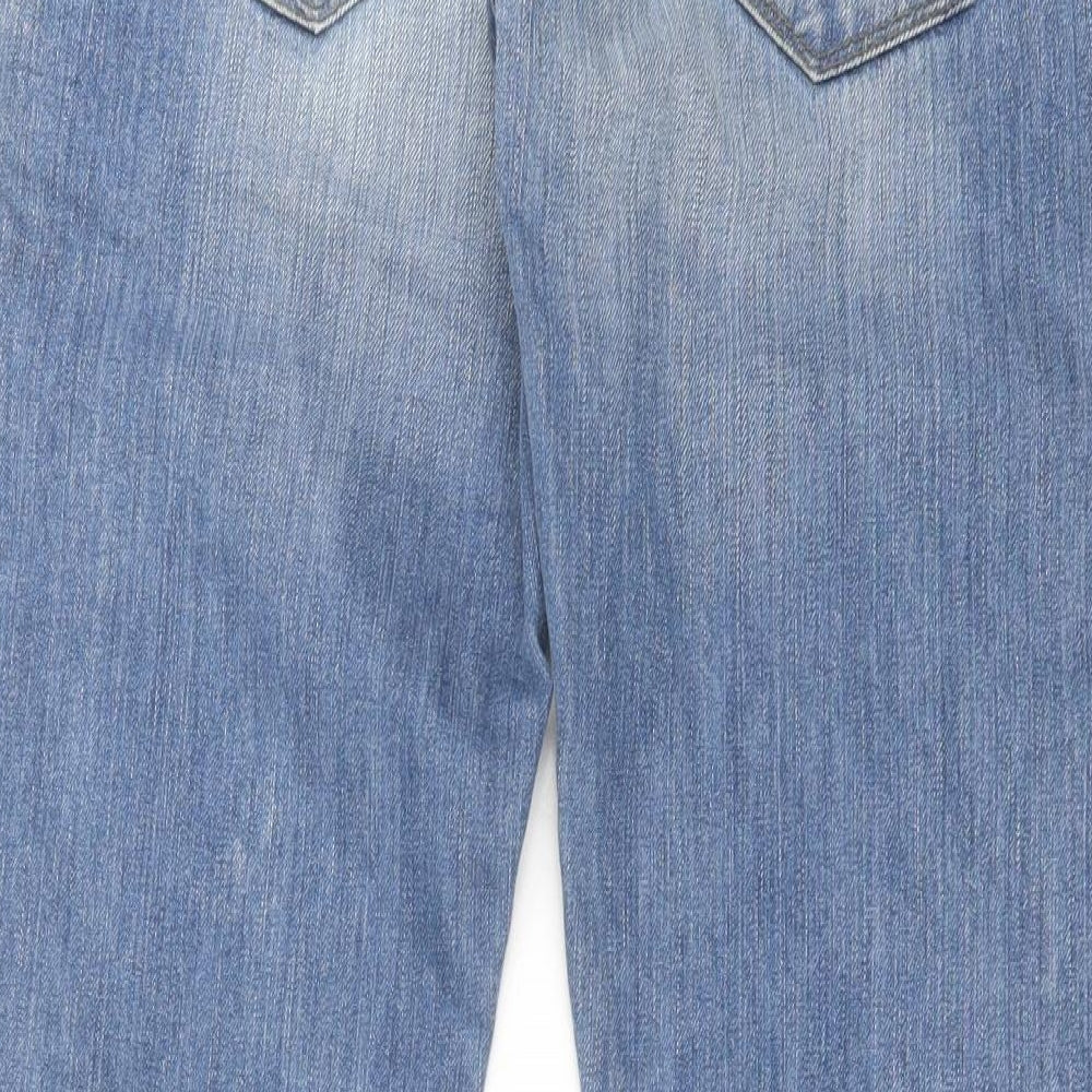 Preworn Mens Blue Cotton Straight Jeans Size 32 in L31 in Regular Button