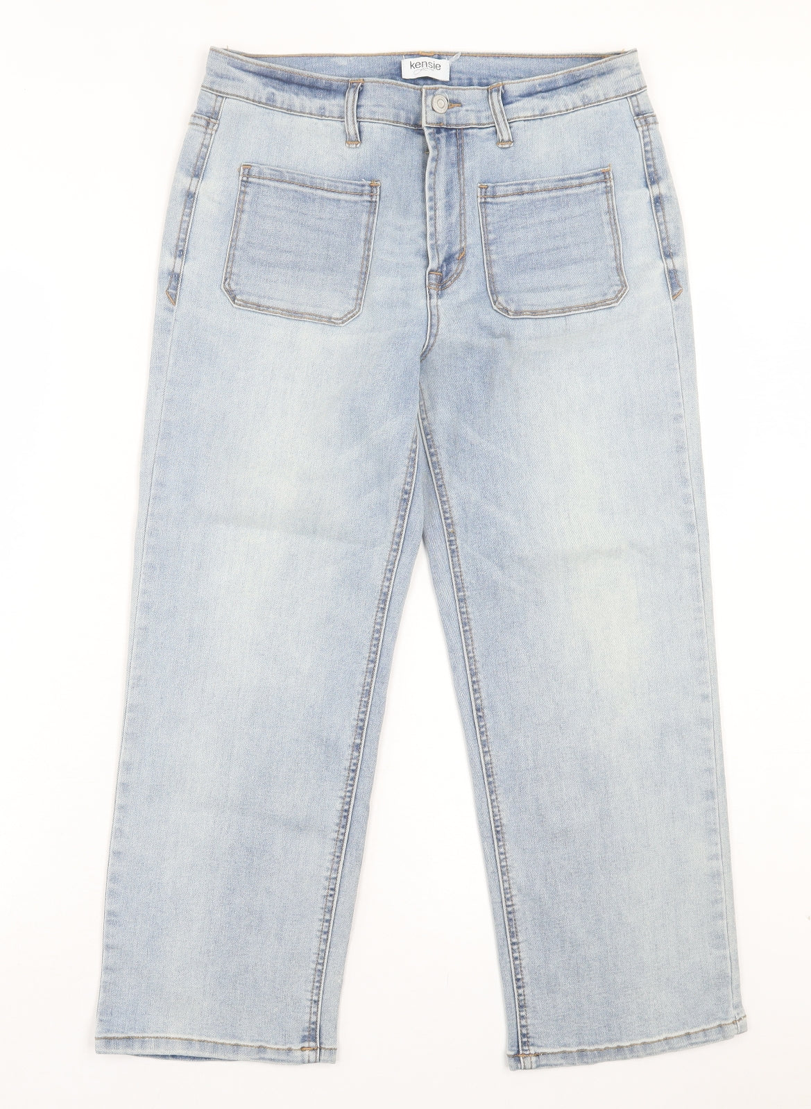 Kensie Womens Blue Cotton Cropped Jeans Size 8 L24 in Regular Button