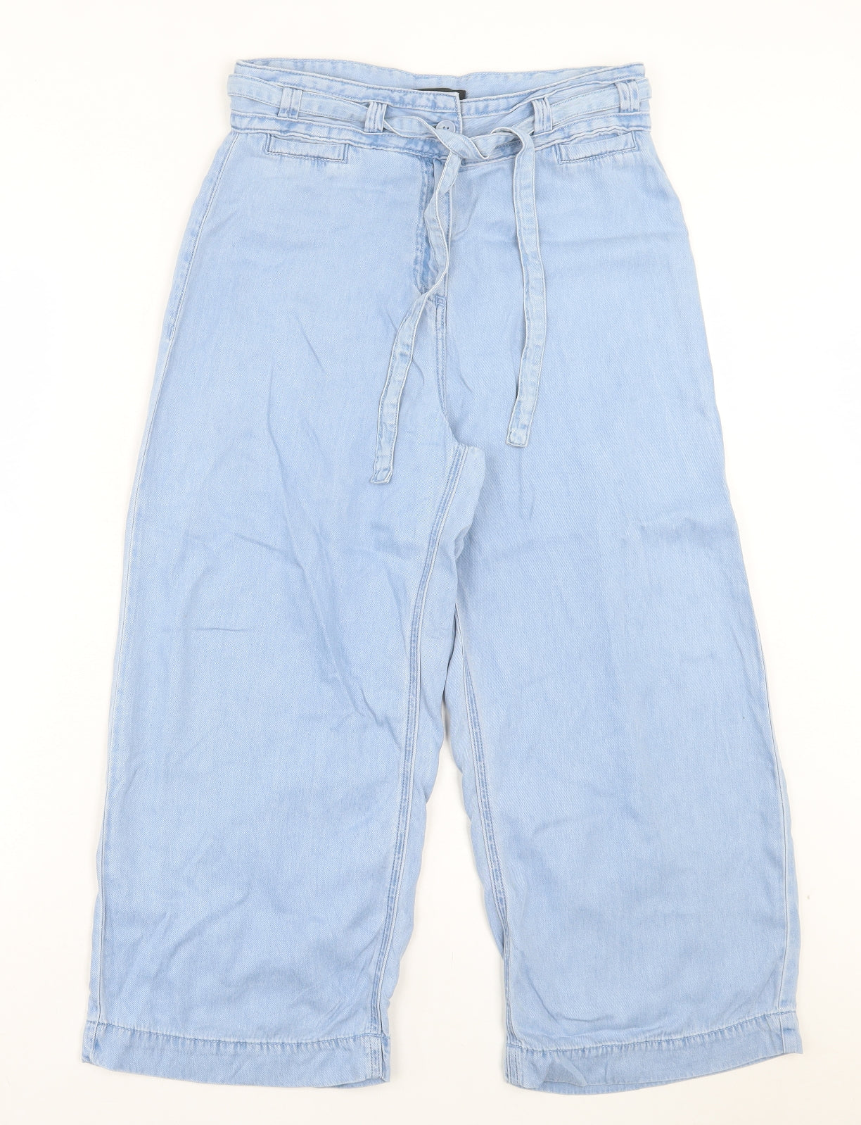 NEXT Womens Blue Lyocell Cropped Jeans Size 8 L23 in Regular Button - Wide Leg