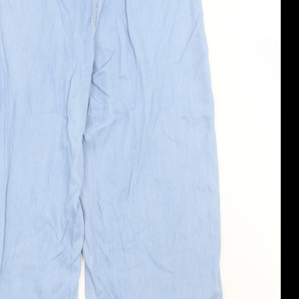 NEXT Womens Blue Lyocell Cropped Jeans Size 8 L23 in Regular Button - Wide Leg