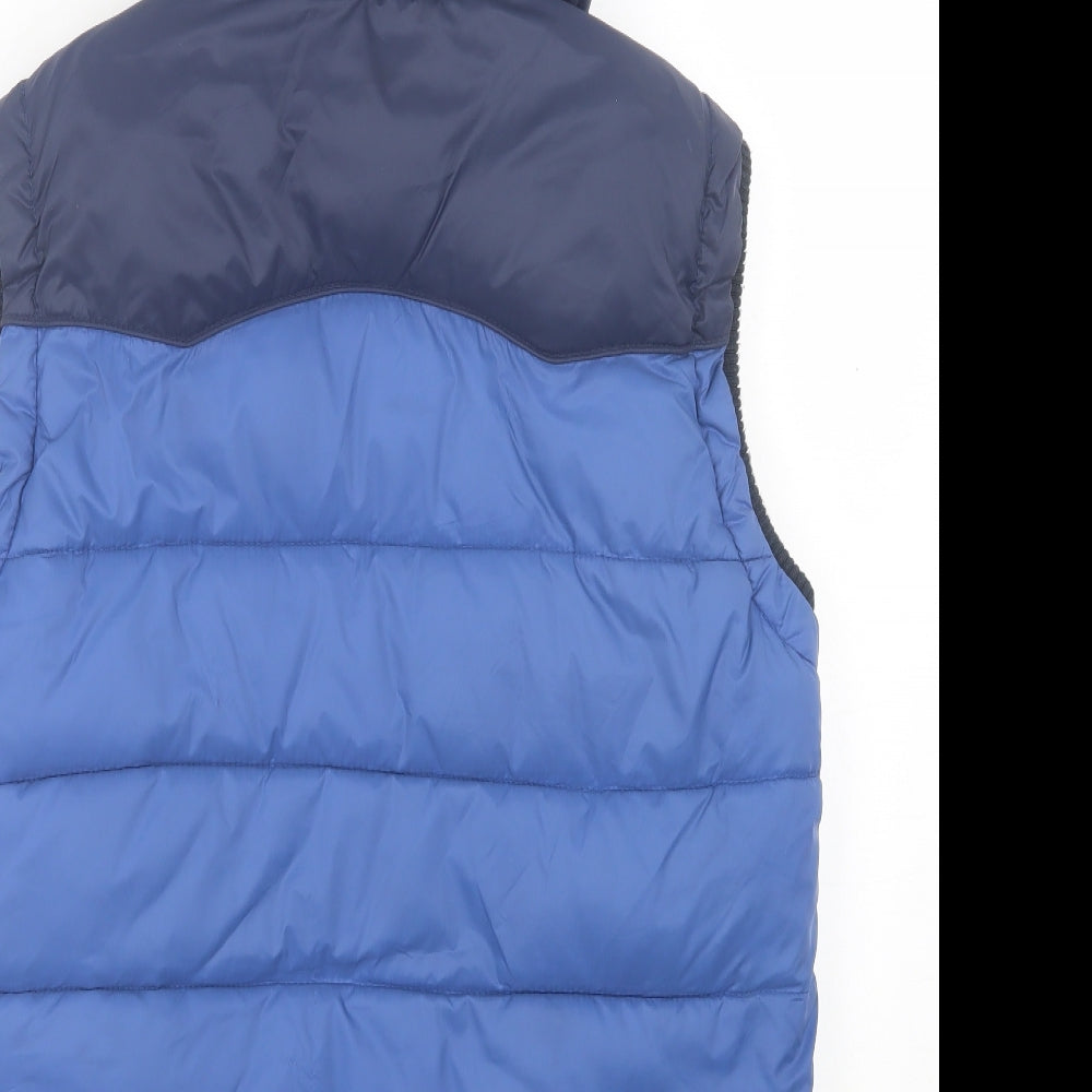 Superdry Mens Blue Striped Gilet Jacket Size M Zip