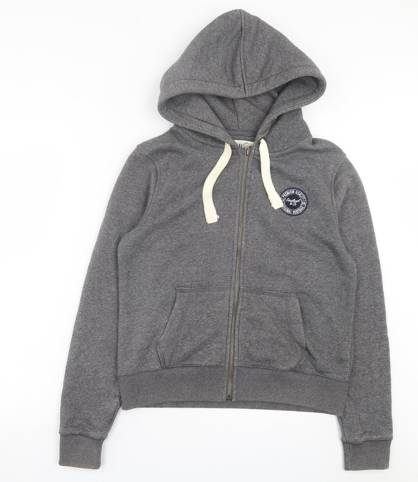 SoulCal&Co Womens Grey Cotton Full Zip Hoodie Size 14 Zip