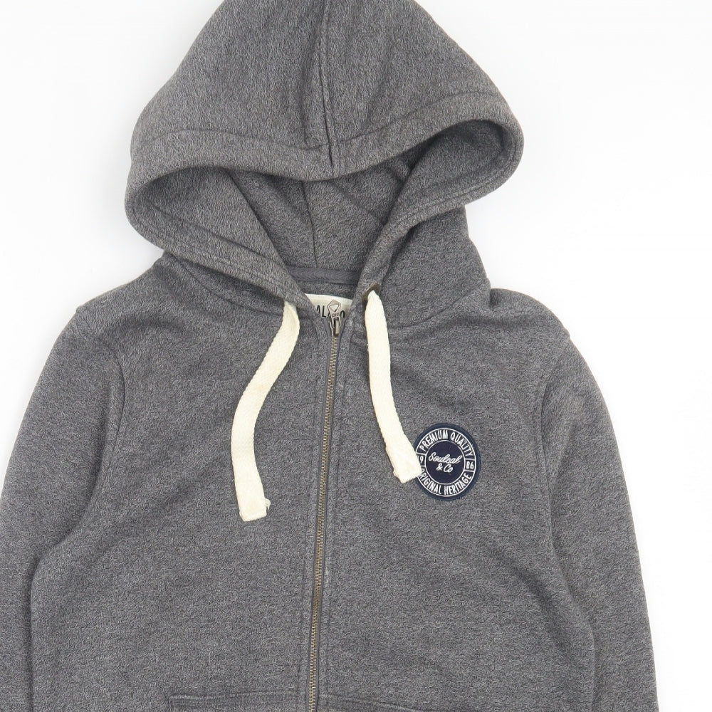 SoulCal&Co Womens Grey Cotton Full Zip Hoodie Size 14 Zip