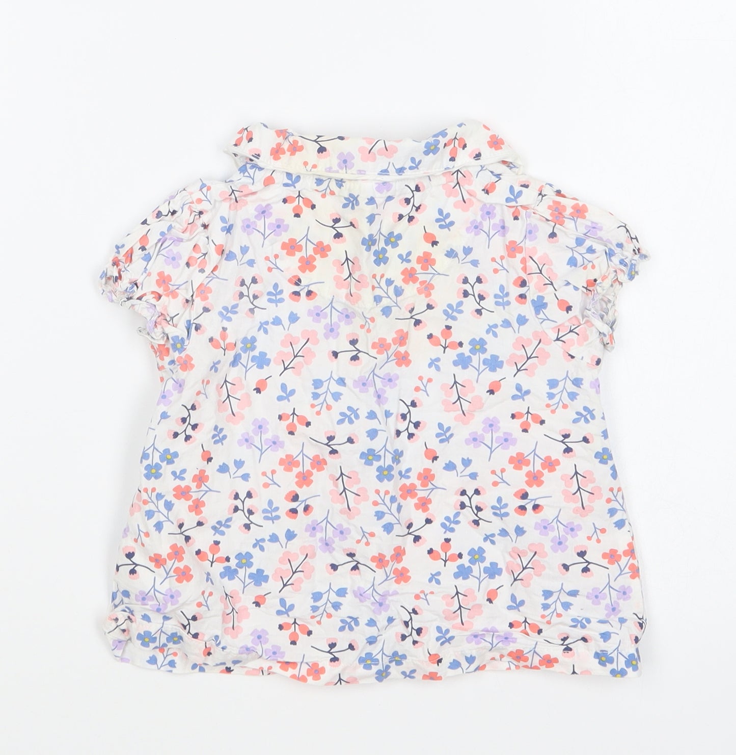 John Lewis Girls Multicoloured Floral Cotton Basic Button-Up Size 12-18 Months Collared Button