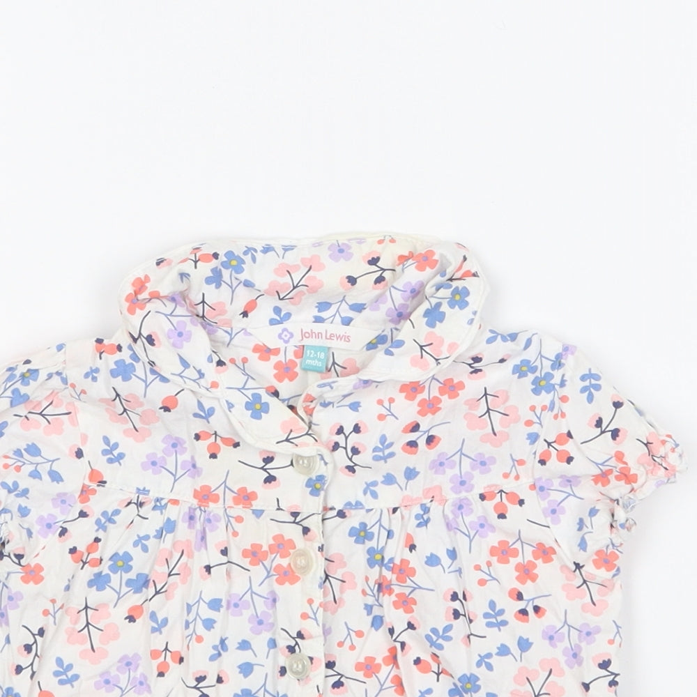 John Lewis Girls Multicoloured Floral Cotton Basic Button-Up Size 12-18 Months Collared Button