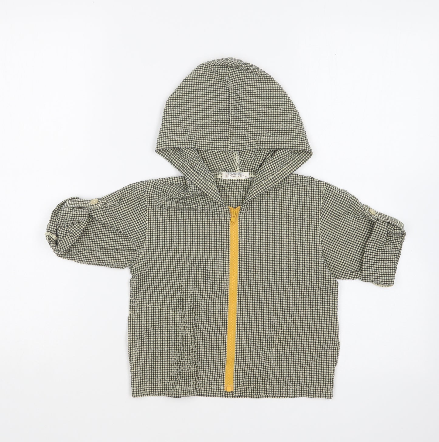 Moi Je Boys Grey Gingham Jacket Size 2-3 Years Zip