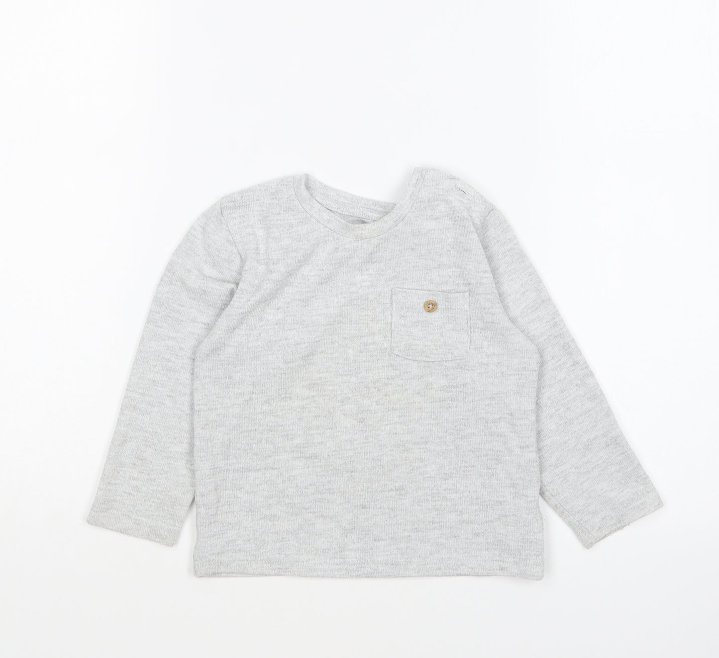 Matalan Boys Grey Polyester Basic T-Shirt Size 18-24 Months Round Neck Pullover