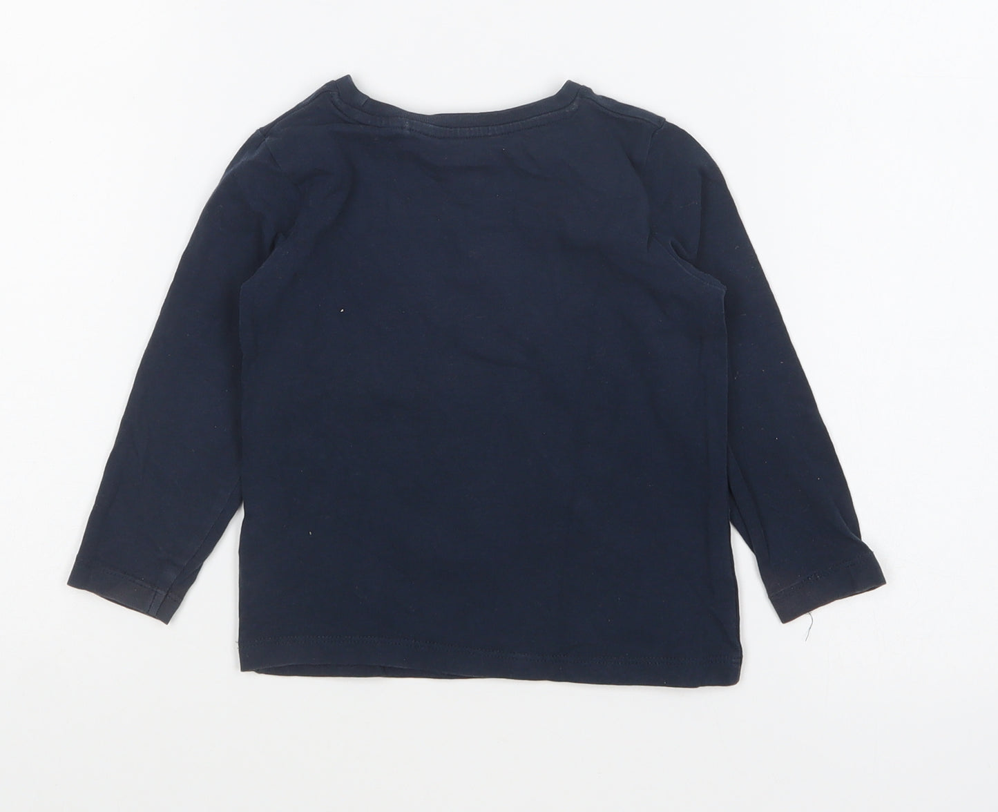 name it Boys Blue Cotton Basic T-Shirt Size 12-18 Months Round Neck Pullover - Tiger
