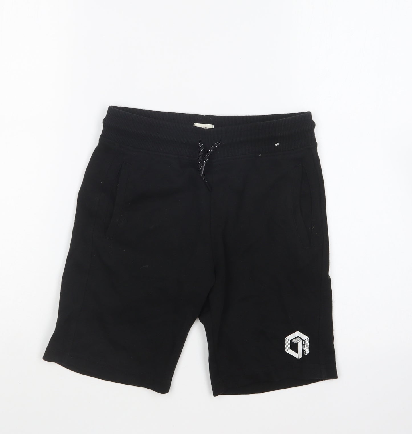 F&F Boys Black Cotton Sweat Shorts Size 8-9 Years Regular Drawstring