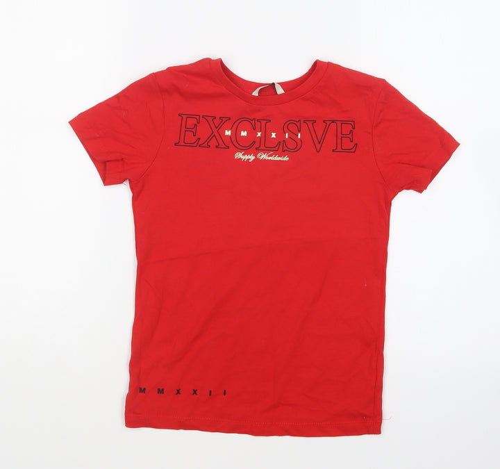 George Boys Red Cotton Basic T-Shirt Size 7-8 Years Round Neck Pullover - Exclusive