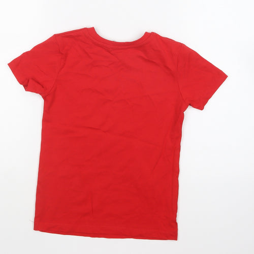 George Boys Red Cotton Basic T-Shirt Size 7-8 Years Round Neck Pullover - Exclusive