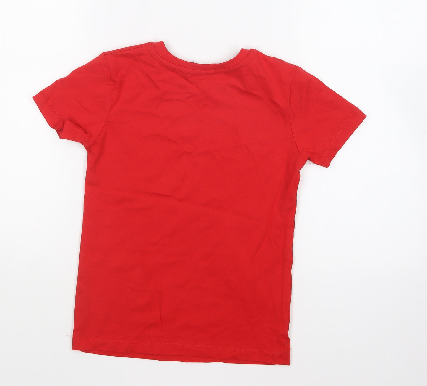 George Boys Red Cotton Basic T-Shirt Size 7-8 Years Round Neck Pullover - Exclusive