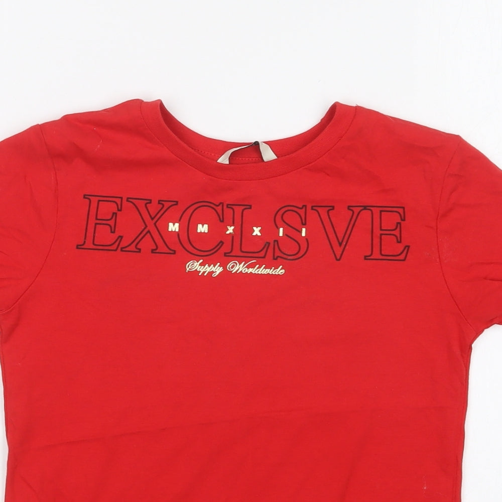 George Boys Red Cotton Basic T-Shirt Size 7-8 Years Round Neck Pullover - Exclusive