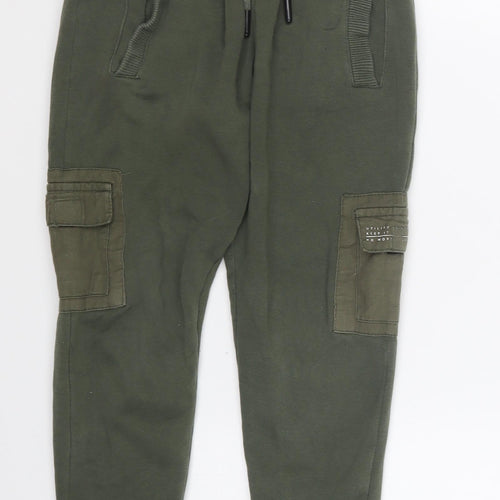 George Boys Green Cotton Jogger Trousers Size 7-8 Years Regular Drawstring