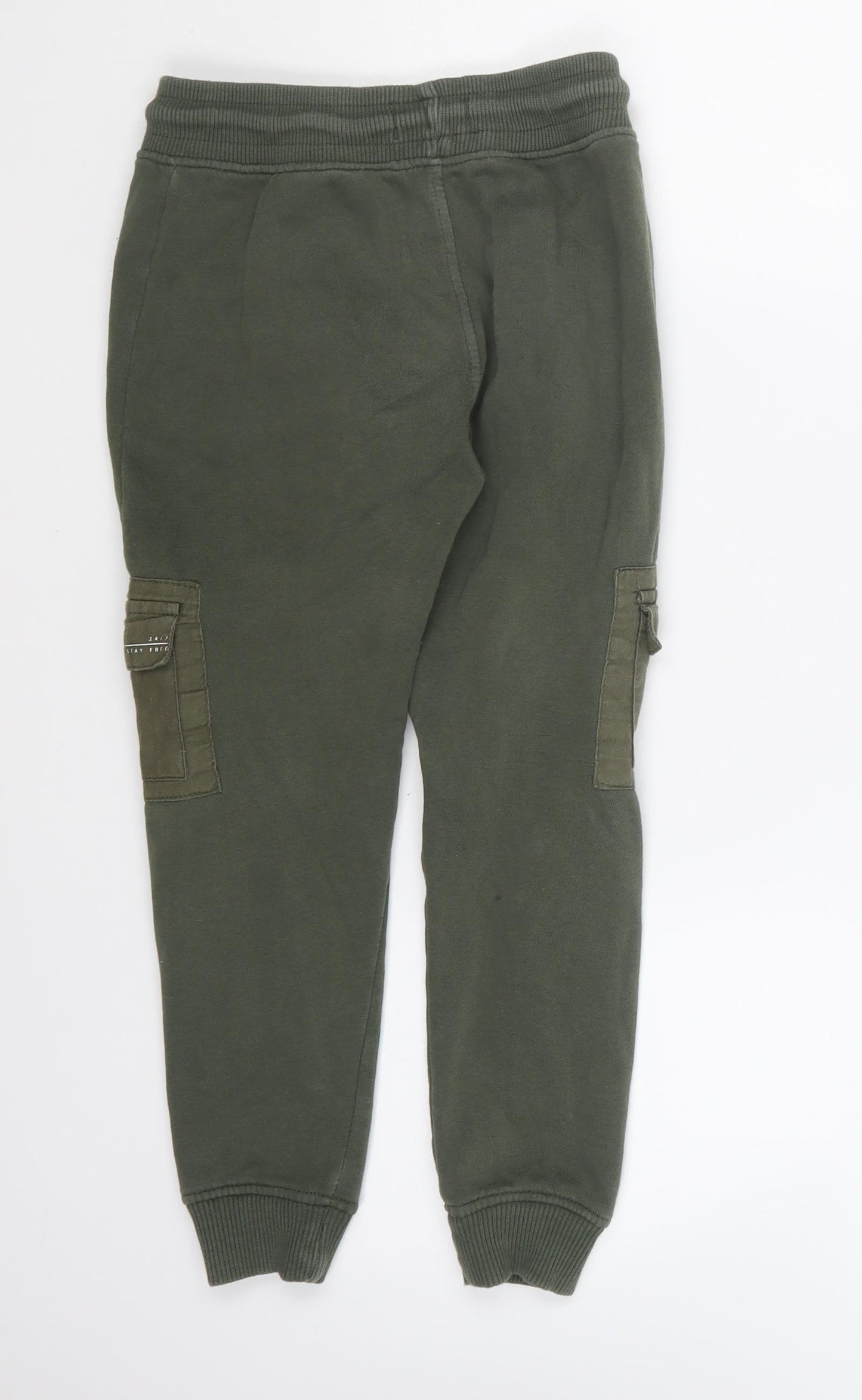 George Boys Green Cotton Jogger Trousers Size 7-8 Years Regular Drawstring