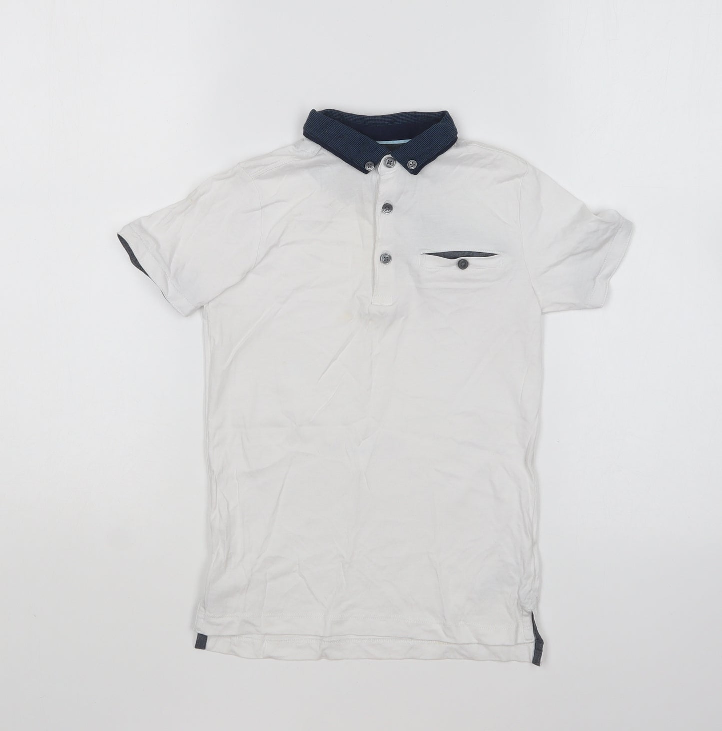 NEXT Boys White Cotton Basic Polo Size 6 Years Collared Button
