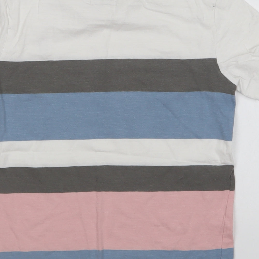 NEXT Boys White Colourblock Cotton Basic T-Shirt Size 7 Years Round Neck Pullover