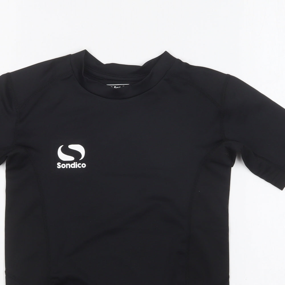 Sondico Boys Black Polyester Basic T-Shirt Size 11-12 Years Round Neck Pullover