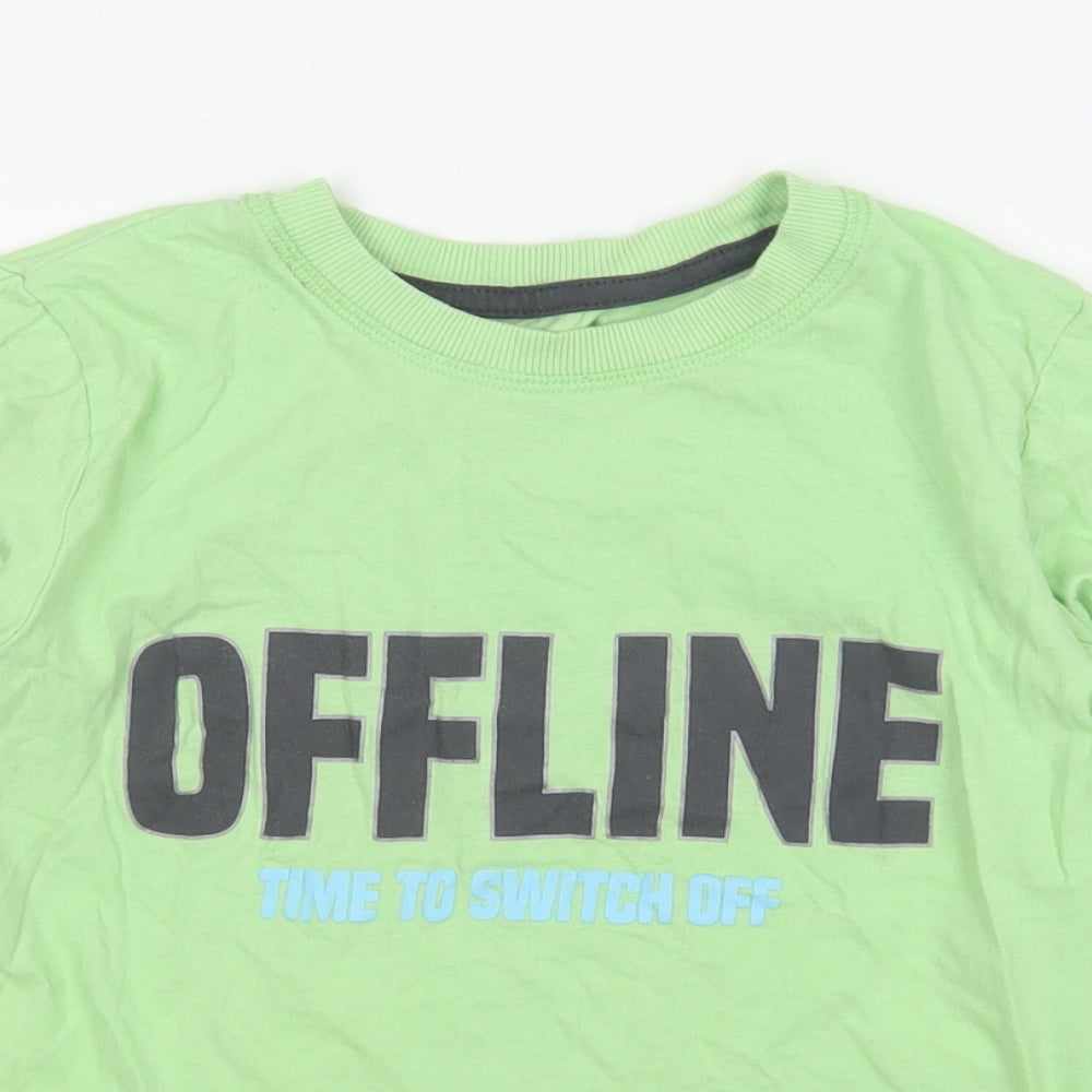 Dunnes Stores Boys Green Cotton Basic T-Shirt Size 9-10 Years Round Neck Pullover - Offline Time To Switch Off