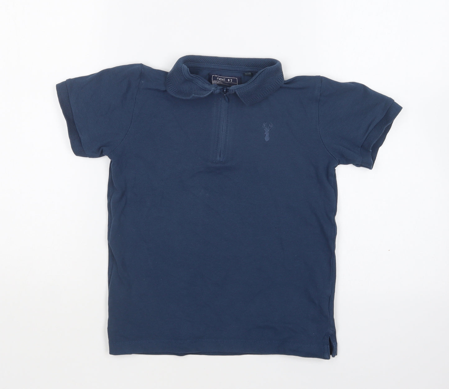 NEXT Boys Blue Cotton Basic Polo Size 7 Years Collared Zip