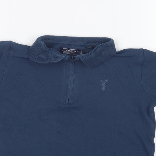 NEXT Boys Blue Cotton Basic Polo Size 7 Years Collared Zip