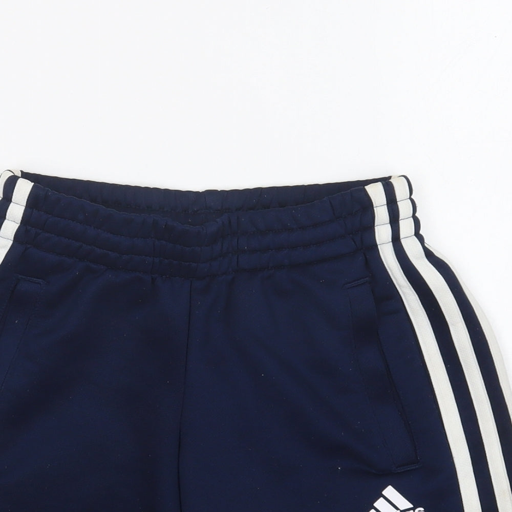 adidas Boys Blue Polyester Sweat Shorts Size 7-8 Years Regular Drawstring