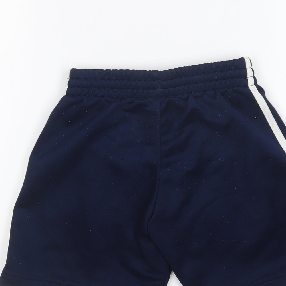 adidas Boys Blue Polyester Sweat Shorts Size 7-8 Years Regular Drawstring