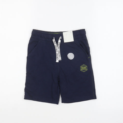 F&F Boys Blue Cotton Sweat Shorts Size 6-7 Years Regular Drawstring