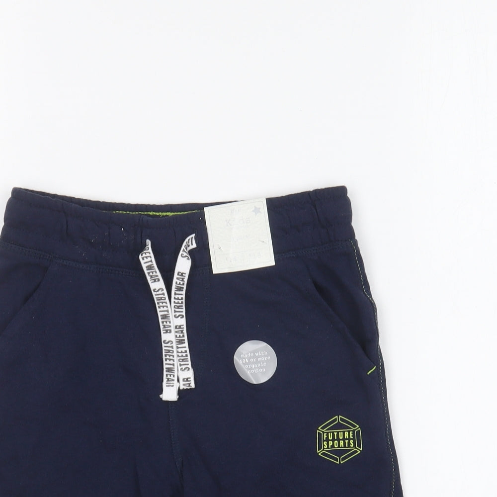 F&F Boys Blue Cotton Sweat Shorts Size 6-7 Years Regular Drawstring