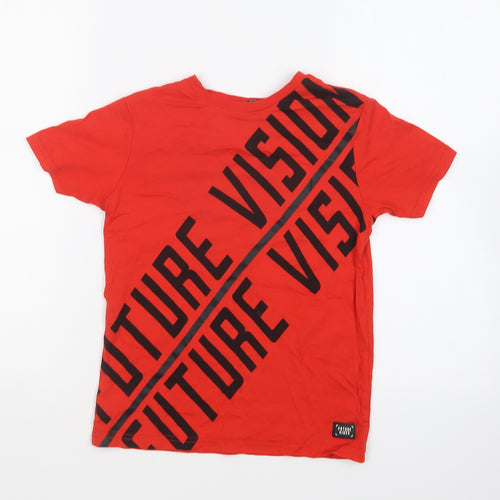 George Boys Red Cotton Basic T-Shirt Size 7-8 Years Round Neck Pullover - Couture Vision