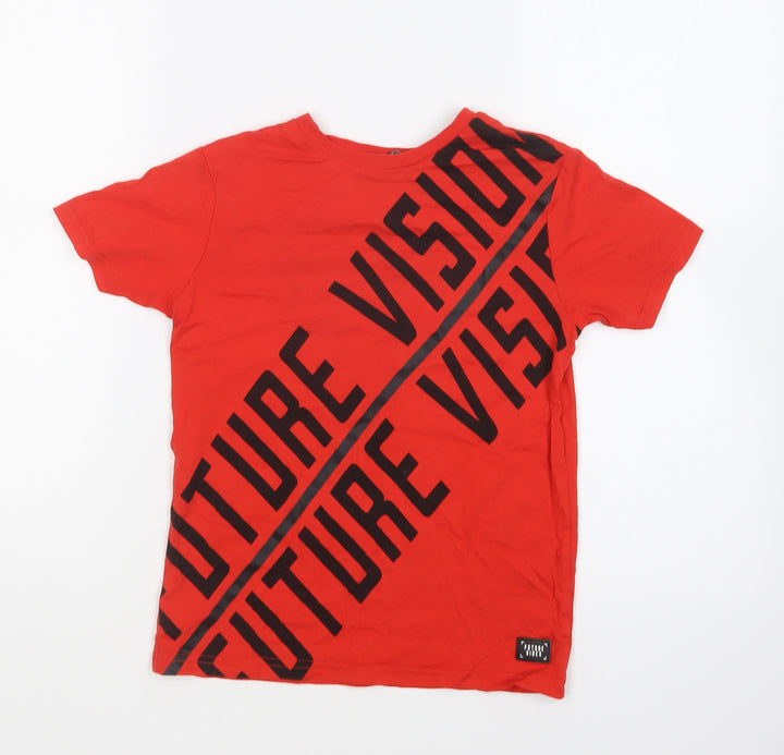 George Boys Red Cotton Basic T-Shirt Size 7-8 Years Round Neck Pullover - Couture Vision