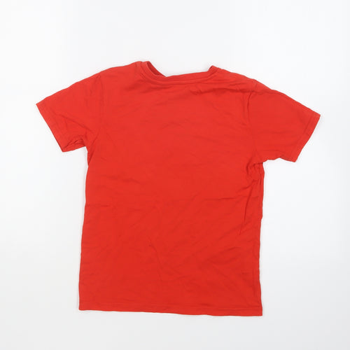 George Boys Red Cotton Basic T-Shirt Size 7-8 Years Round Neck Pullover - Couture Vision
