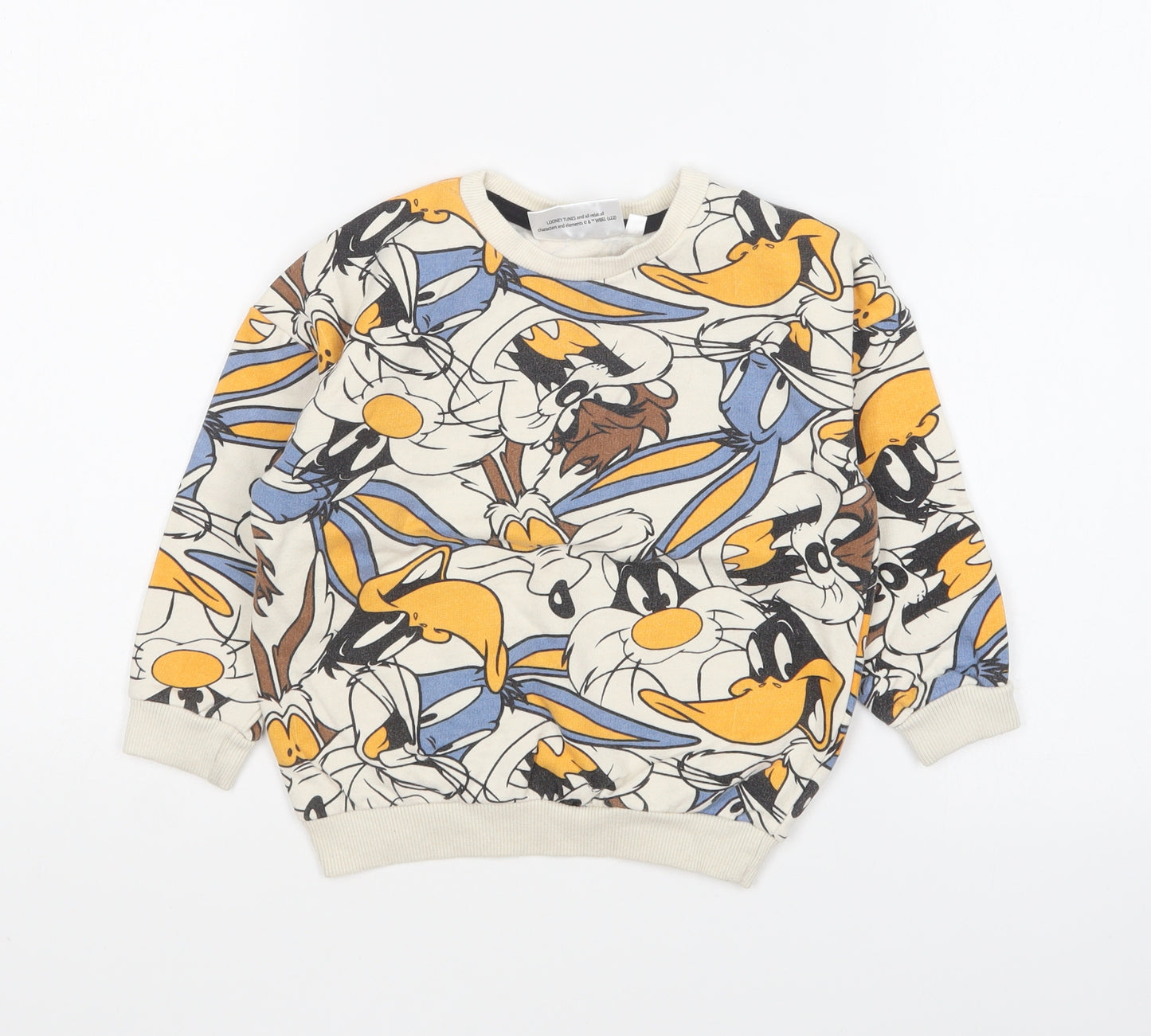 PEP&CO Boys Multicoloured Geometric Cotton Pullover Sweatshirt Size 5-6 Years Pullover - Looney Tunes