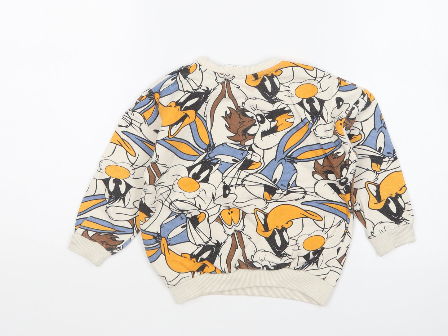 PEP&CO Boys Multicoloured Geometric Cotton Pullover Sweatshirt Size 5-6 Years Pullover - Looney Tunes
