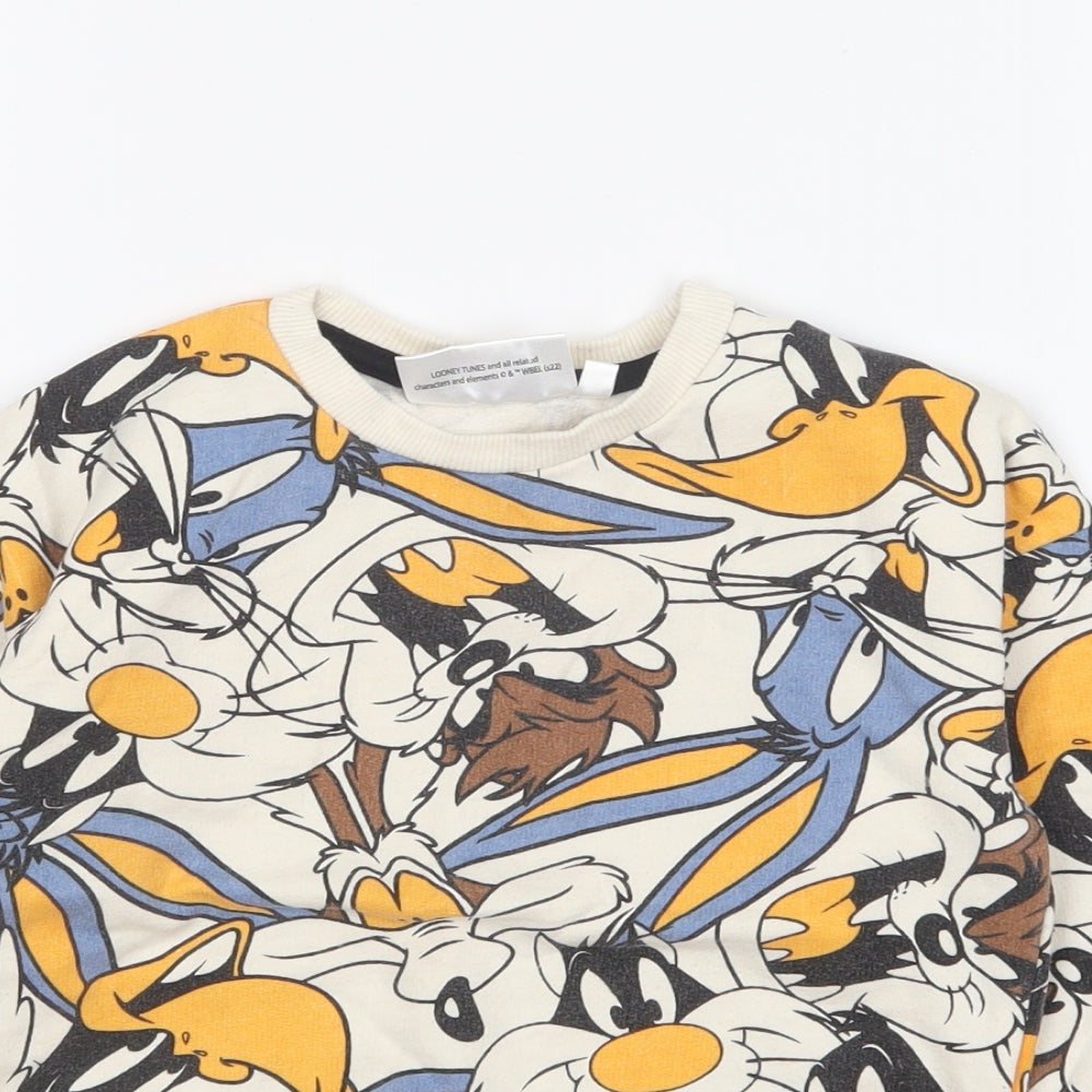PEP&CO Boys Multicoloured Geometric Cotton Pullover Sweatshirt Size 5-6 Years Pullover - Looney Tunes