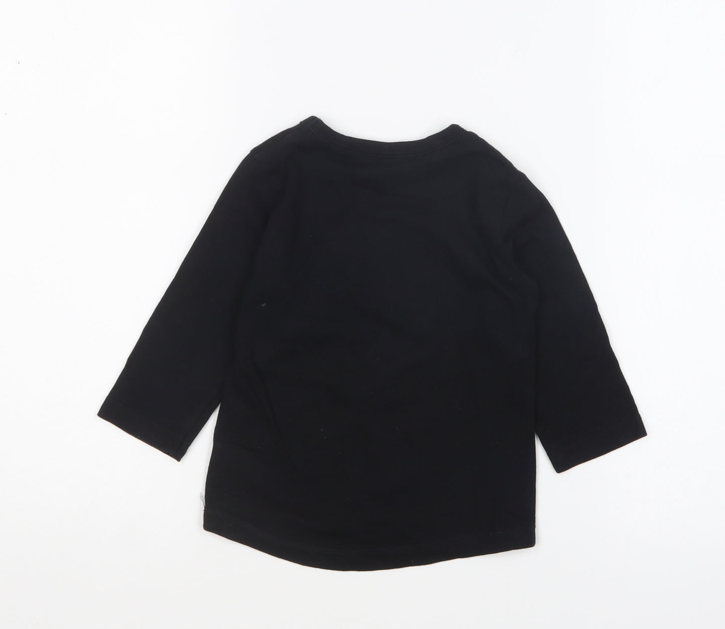 NEXT Boys Black Cotton Basic T-Shirt Size 12-18 Months Round Neck Pullover - The Boss