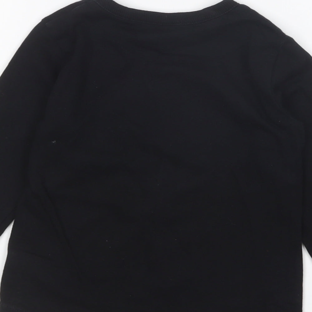 NEXT Boys Black Cotton Basic T-Shirt Size 12-18 Months Round Neck Pullover - The Boss