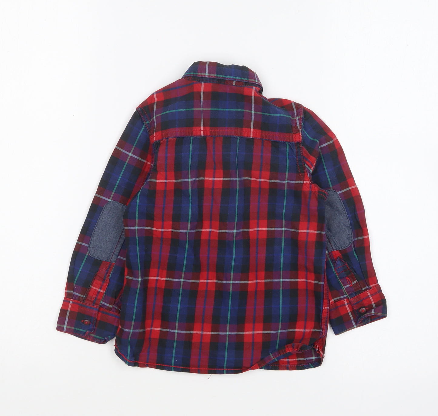 NEXT Boys Red Plaid Cotton Basic Button-Up Size 2-3 Years Collared Button