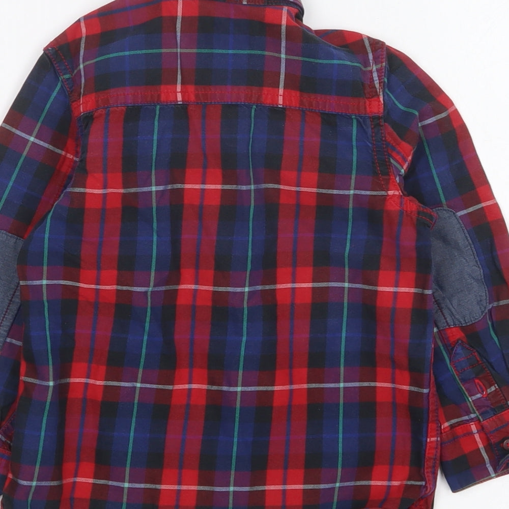 NEXT Boys Red Plaid Cotton Basic Button-Up Size 2-3 Years Collared Button