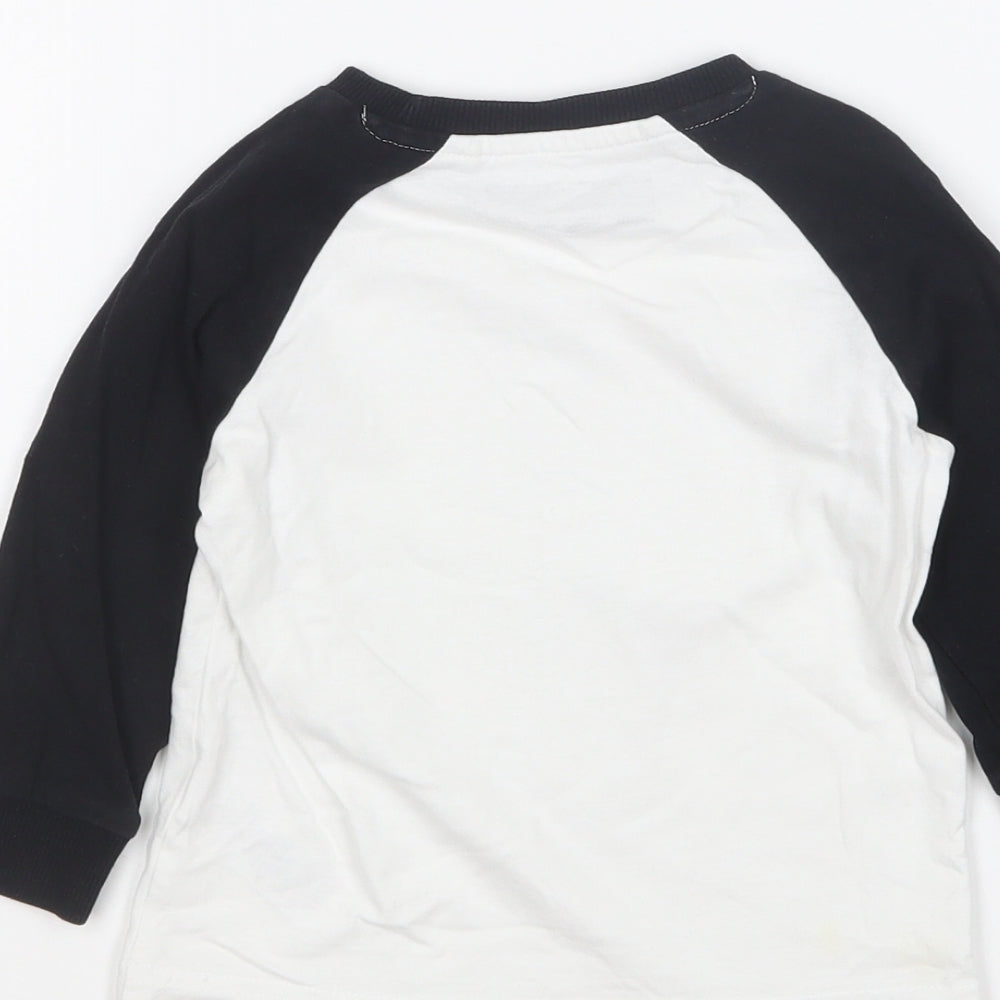 NEXT Boys White Cotton Basic T-Shirt Size 12-18 Months Round Neck Pullover - Monkey